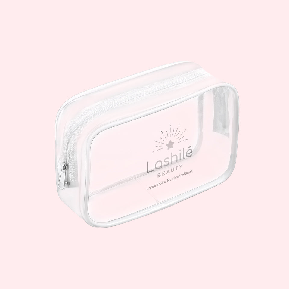 Neceser de viaje transparente Laboratorio Lashile Beauty